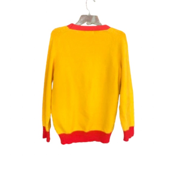 OXKNIT Floral Knit Sweater Size L Yellow Blue Retro Daisy Pullover - Picture 2 of 3